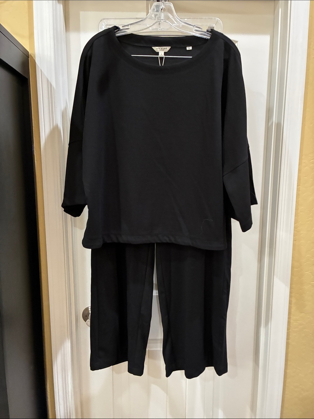 Max Studio Black Relaxed Boatneck Top